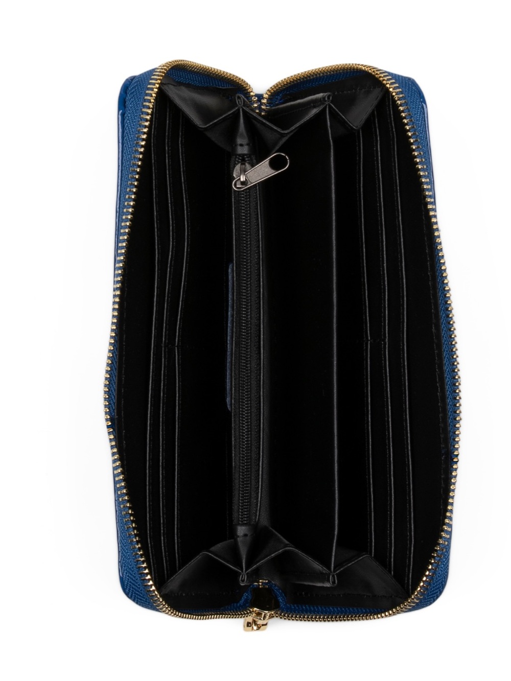 NWT-Arcadia-Zip Around Continental Wallet-Embossed Logo-Patent Leather-Sapphire - Picture 15 of 16